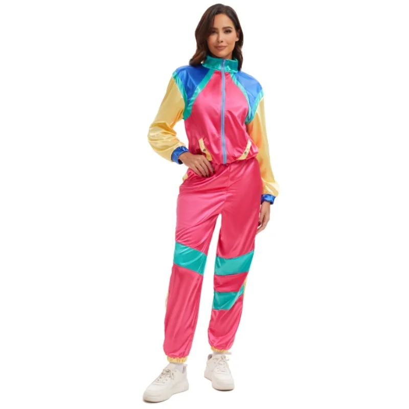 70er Jahre Retro Disco Halloween Paare Kostüm Hippie Tanz Par Bühnenauftritt Outfit Damen Ethno Faion ow Kostüm