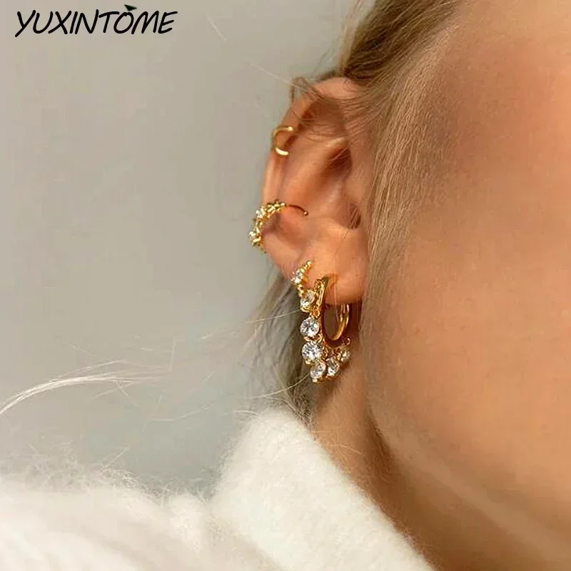 925 Sterling Silver Needle Elegant White Series Small Hoop Earrings for Women 24K Gold Earrings Trend Jewelry Ear Accessories