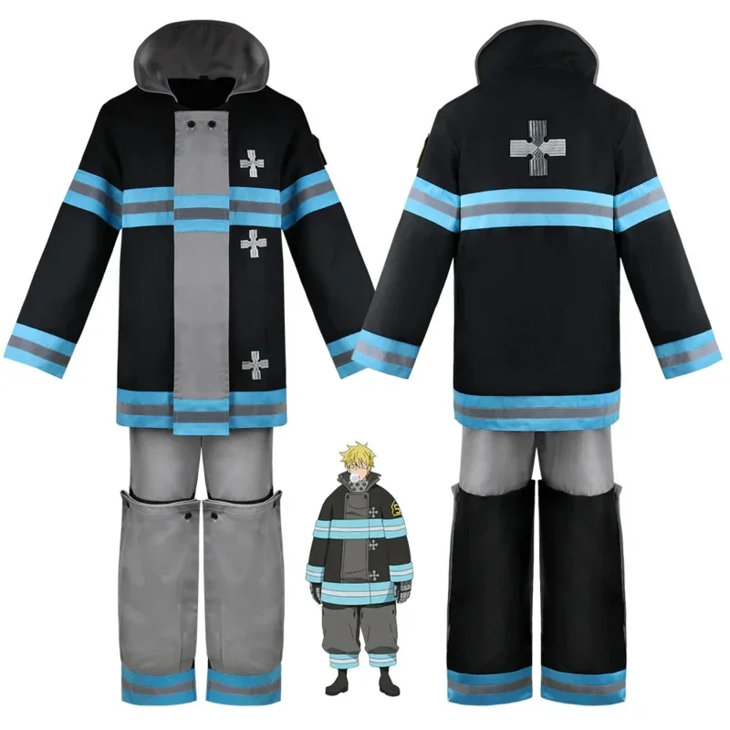 Anime Enn Enn No Shouboutai Shinra Kusakabe Takehisa Hinawa Cosplay Costumes Firefighter Uniform Blue Jacket Coat Pants