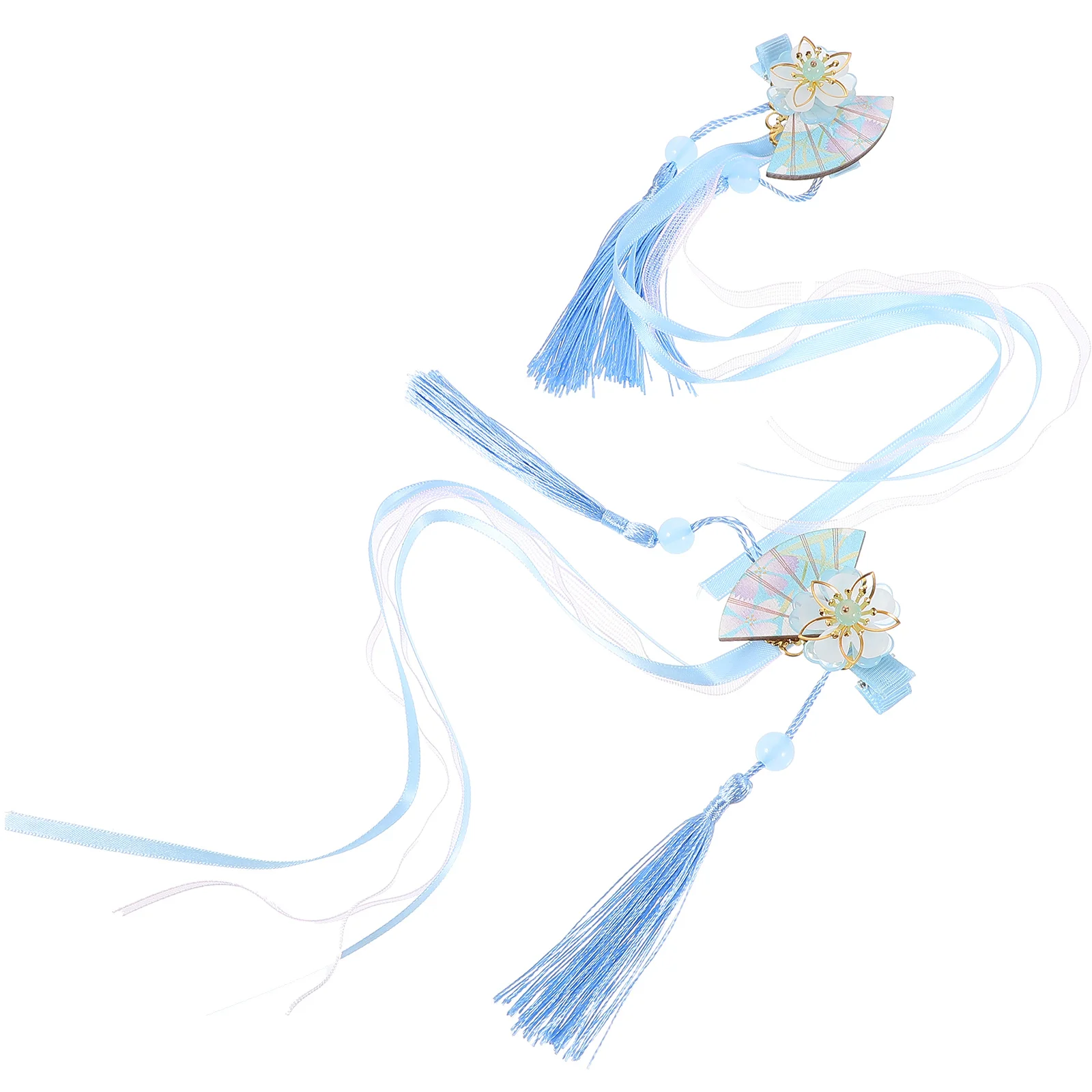 

2 pcs JapaneseFanHairClips Ribbon Hair Clips DecorativeAccessories WomenPartyDating HairCombs Flower Ribbon Hair Clips