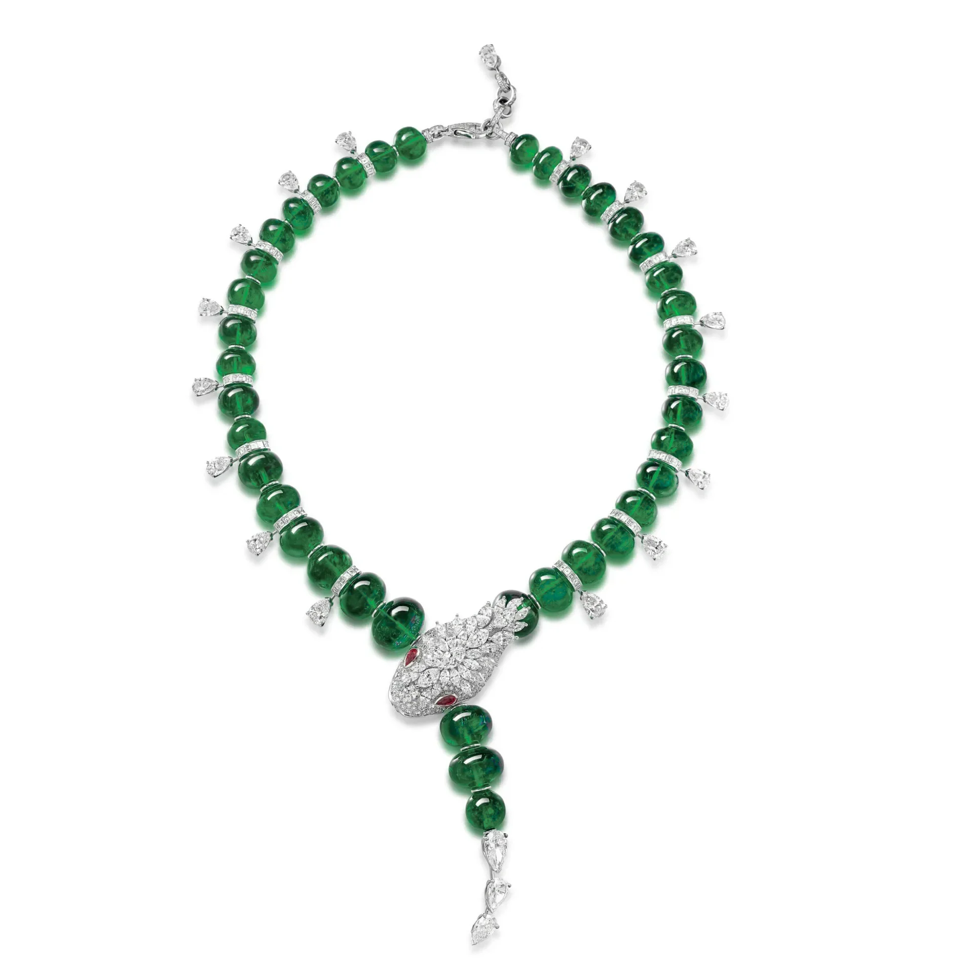 Elegant S925 Sterling Silver High Carbon Diamond Natural Chalcedony Jade Snake Chokers Necklace for Women