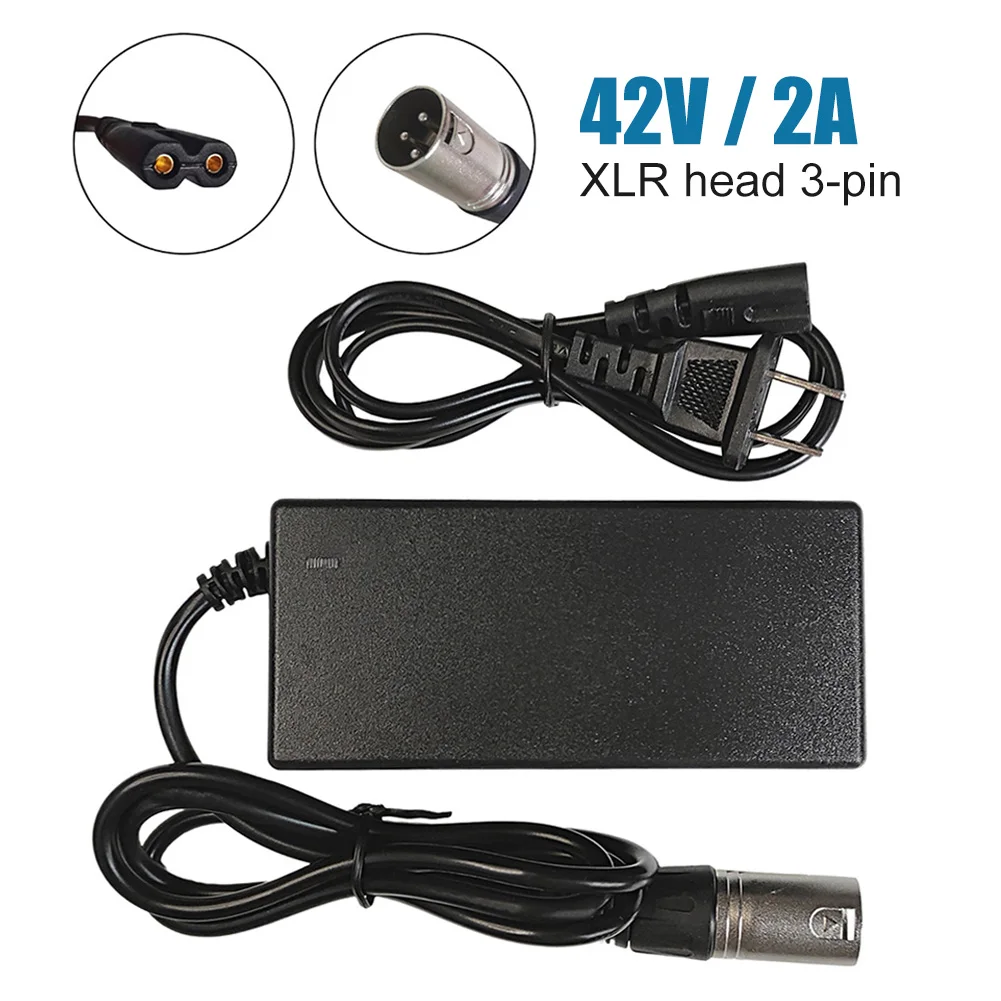 

Charger for Self-Balancing Electric Scooter 42V/2A Output Lithium Battery Charger Male 3-Pin XLR Socket Connector E-Bike Charger