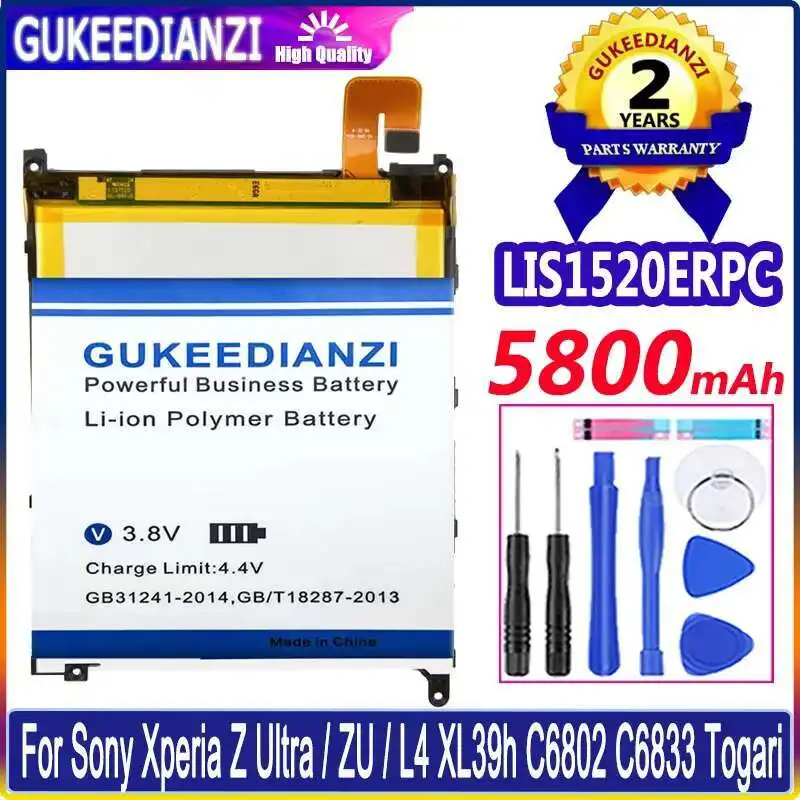 

LIS1520ERPC High Capacity 5800Mah Mobile Phone Battery For Sony Xperia Z Ultra ZU L4 Xl39h C6802 C6833 Togari Safe