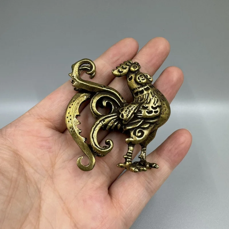 Antique Golden Ornament, Pure Brass Large Rooster Decorative Craft