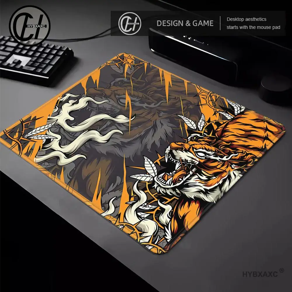 Fierce Demon Tiger Large Gaming Mouse Pad, Anti‑Slip Rubber Desk Mat, Cool Mystic Beast Art Keyboard Mat for Ga