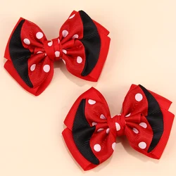 2pcs Red Black Hair Bow for Girls, Cute Ladybug Style Hair Clips, Unique Ribbon Bows with Alligator Claws, Kids Hair Accessories