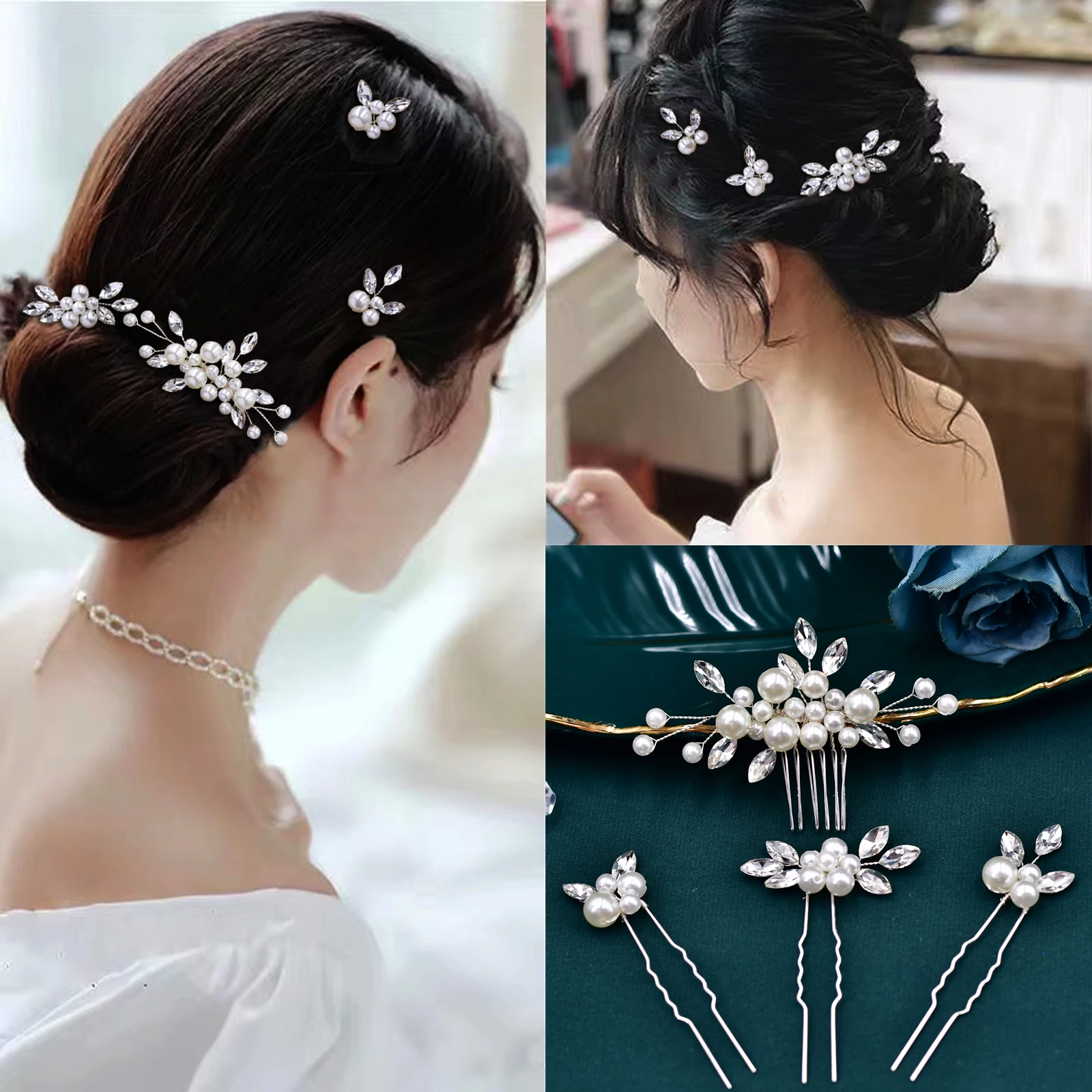 Pearl Hairpins Wedding Bridal Hair Pins Comb Hair Jewelry Party Hairstyle Accessories Girls Hair Clips for Women HP591