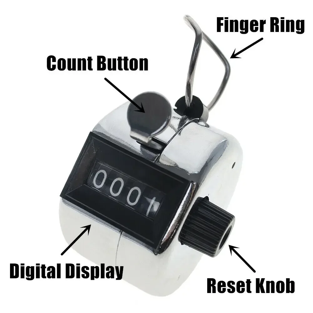 Universal Metal 4 Digit Number Stainless Mini Counter Digital Chrome Hand Tally Clicker Golf 0000 to 9999