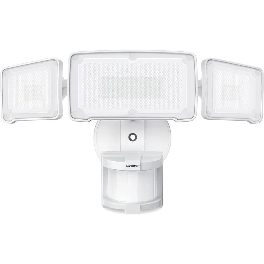 

LED Security Lights Motion Sensor Light Outdoor, 38W 4200LM Light, 5500K, IP65 Waterproof, 3 Head Detected Flood Light for Gara