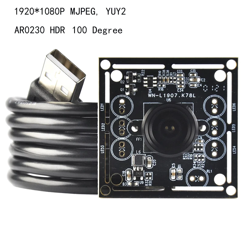 

HD 1080P AR0230 HDR USB-модуль камеры FF 1920x1080 30 кадров в секунду, бесплатно для распознавания лиц, зрение продукта с кабелем 1 метр