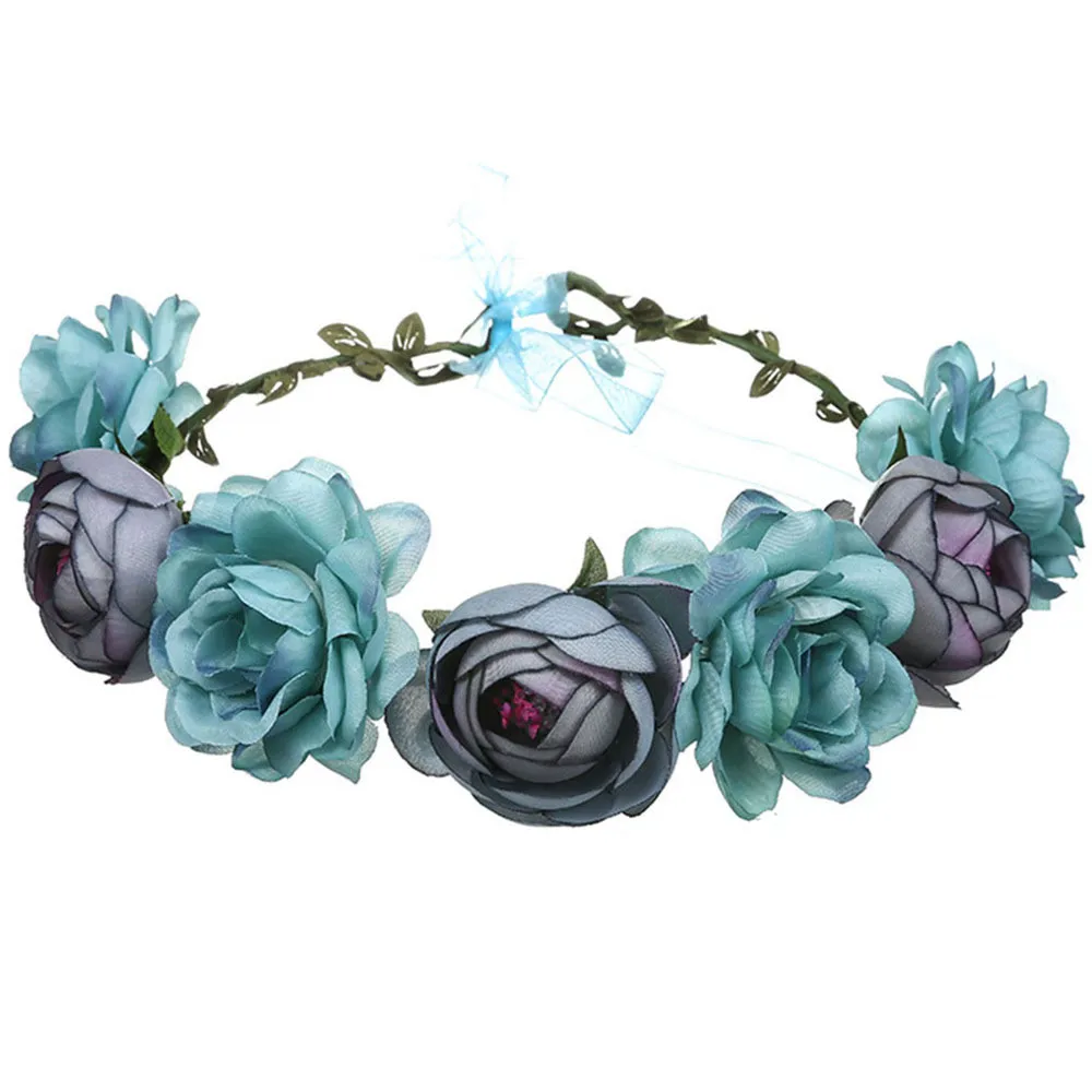 Women Wedding Floral Headband Bohemia Flower Crown Party Bride Garland Princess Wreath Girls Headdress Fashion Hair Accessories