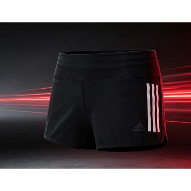 adidas Black Knit Training Shorts Women Gym Workout Wear 3 Stripes Quick Dry Waist Low Rise Running Fitness Sport Short-AJ4851