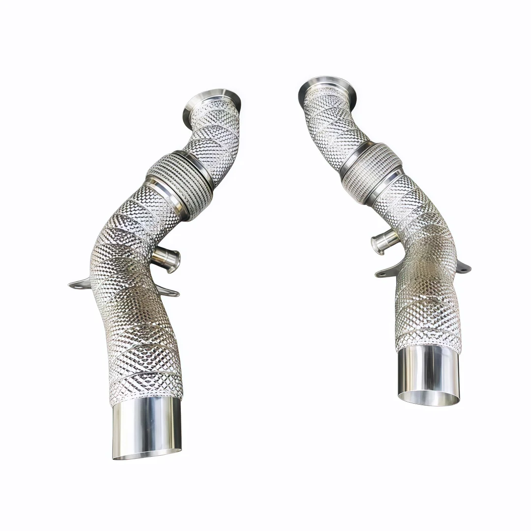 For DEX Stainless Steel With Heat Shiled High Flow Exhaust Downpipe for Ferrari F8 3.9T 2019-2024