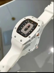CILOA barrel-shaped watch for women, full of diamonds, light luxury, niche, new style, high-end ladies’ fashion style, silicone