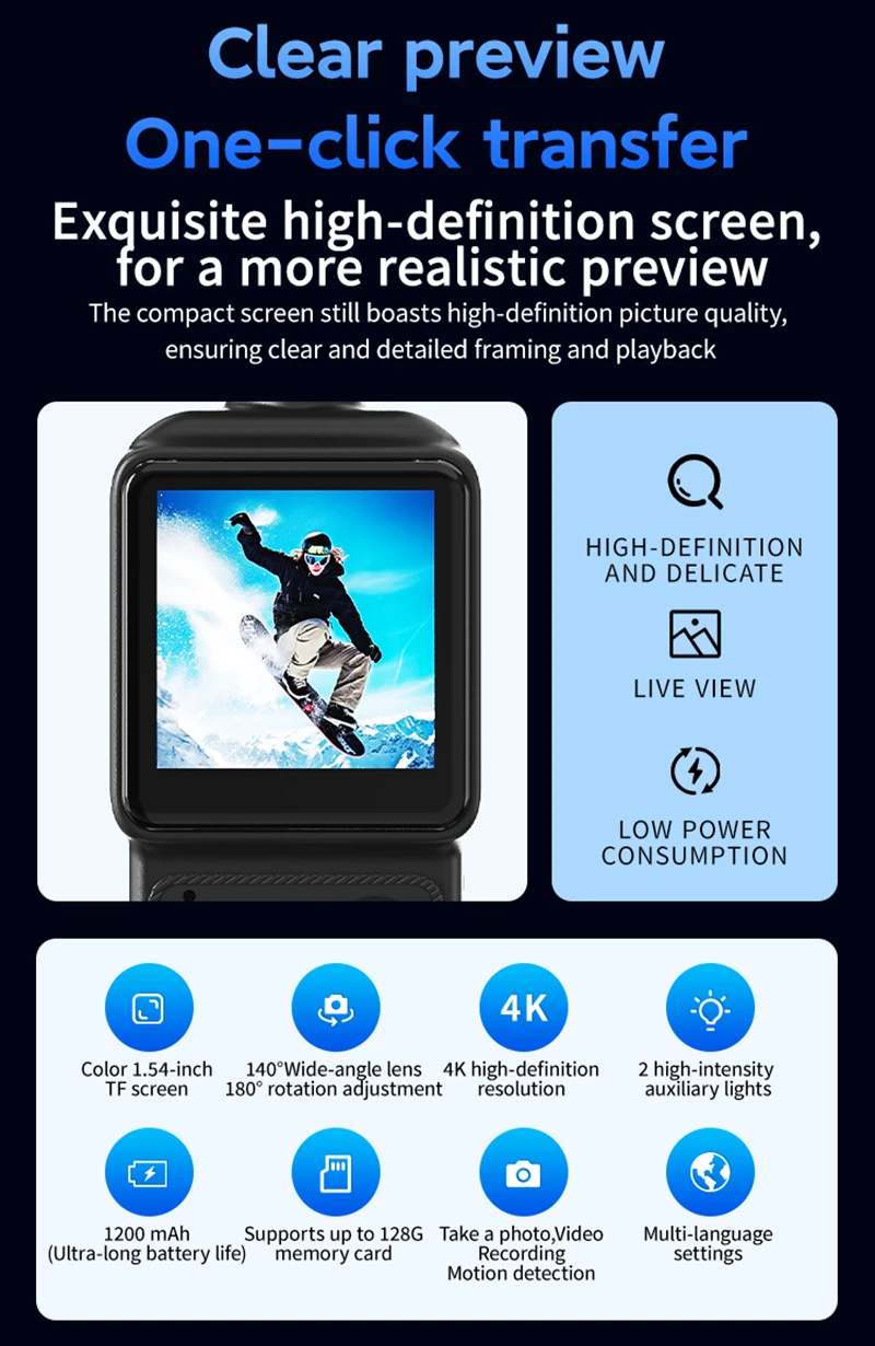 D2 Kabellose HD-Handheld-Actionkamera mit AP-Hotspot-Verbindung für Fahrrad-Vlogs, Nachtsicht-DVR, Miniatur-Camcorder – Detail 6