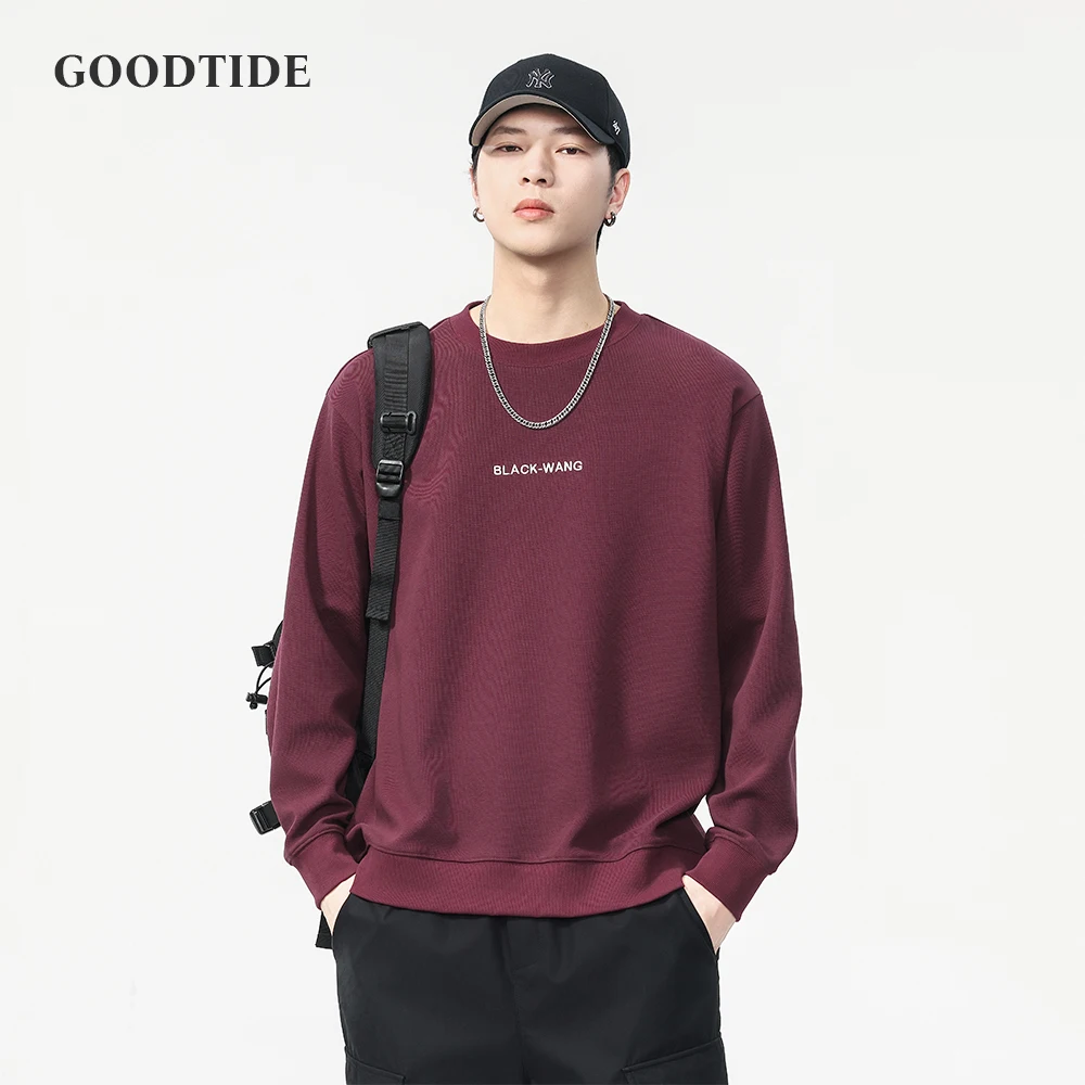 

Fashion Men's Retro Letter Print Sweatshirt 2025 Spring Autumn New Round Neck Loose Casual Versatile Long-sleeved Top Pullover