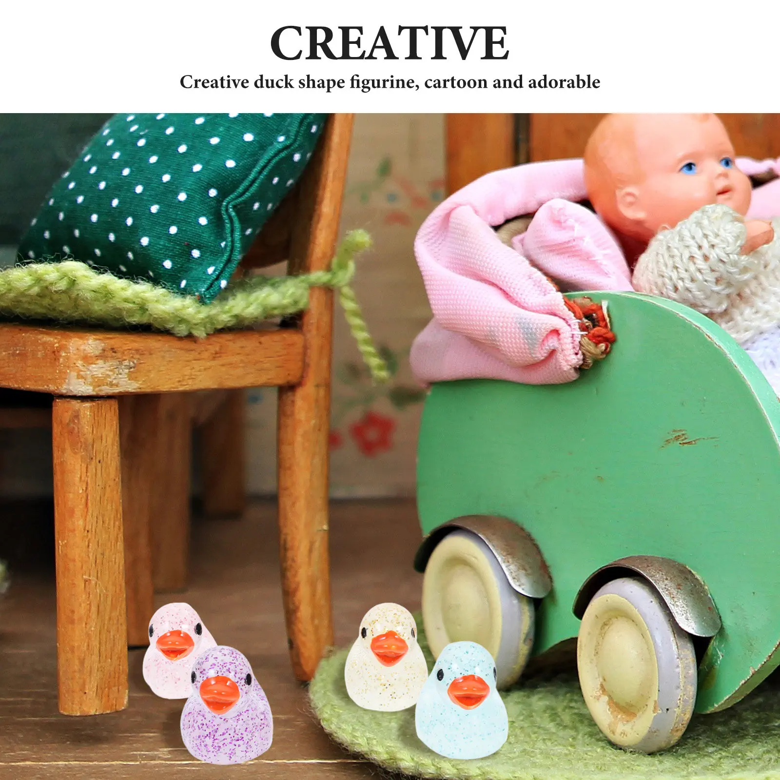 40Pcs Mini Luminous Duck Garden Decor Resin Micro Landscape Ornament Night Glow Miniature Yard Decoration Mini Duck