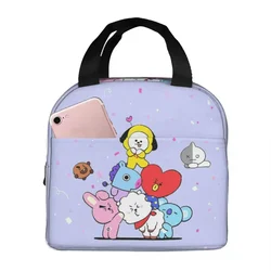 Kawaii Cartoon Insulated Lunch Bag High Capacity Kpop Reusable Thermal Bag Tote Lunch Box School Picnic Girl Boy