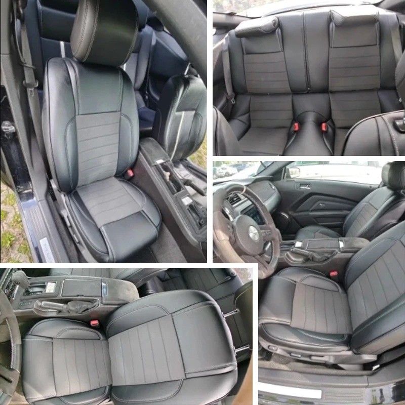Maßgefertigte Autositzbezüge für 2010-2014 Mustang Coupe Komplettset Langlebiges Premium-Kunstleder für Mustang (Kein Cabrio) – Detail 3