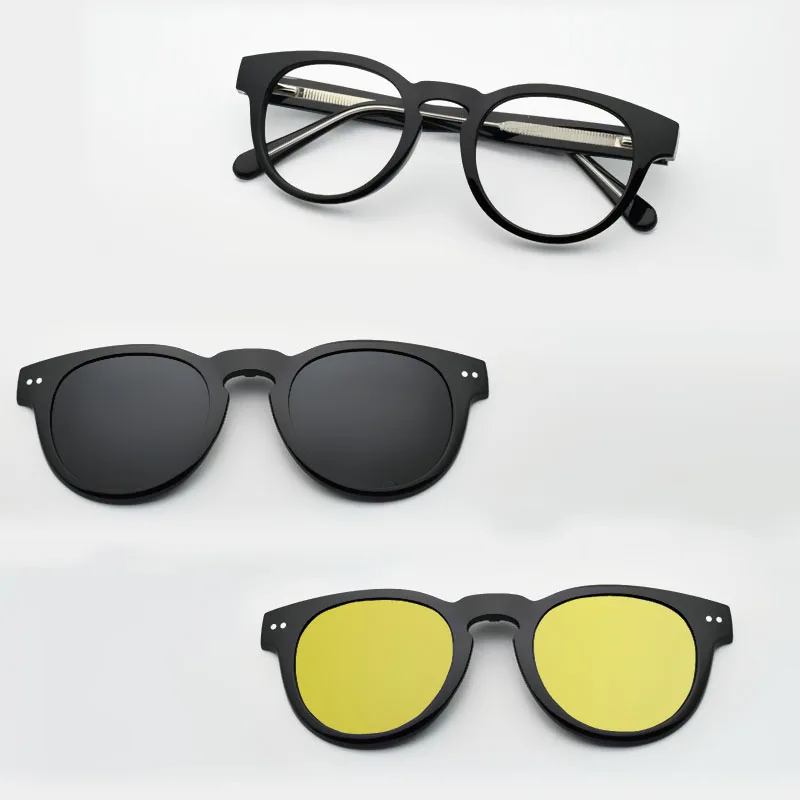 

Круглая оправа для очков для женщин, поляризационные магнитные клипсы, солнцезащитные очки для близорукости, женские круглые очки, розовое зеркало для вождения, зеленая оправа 49 21 145