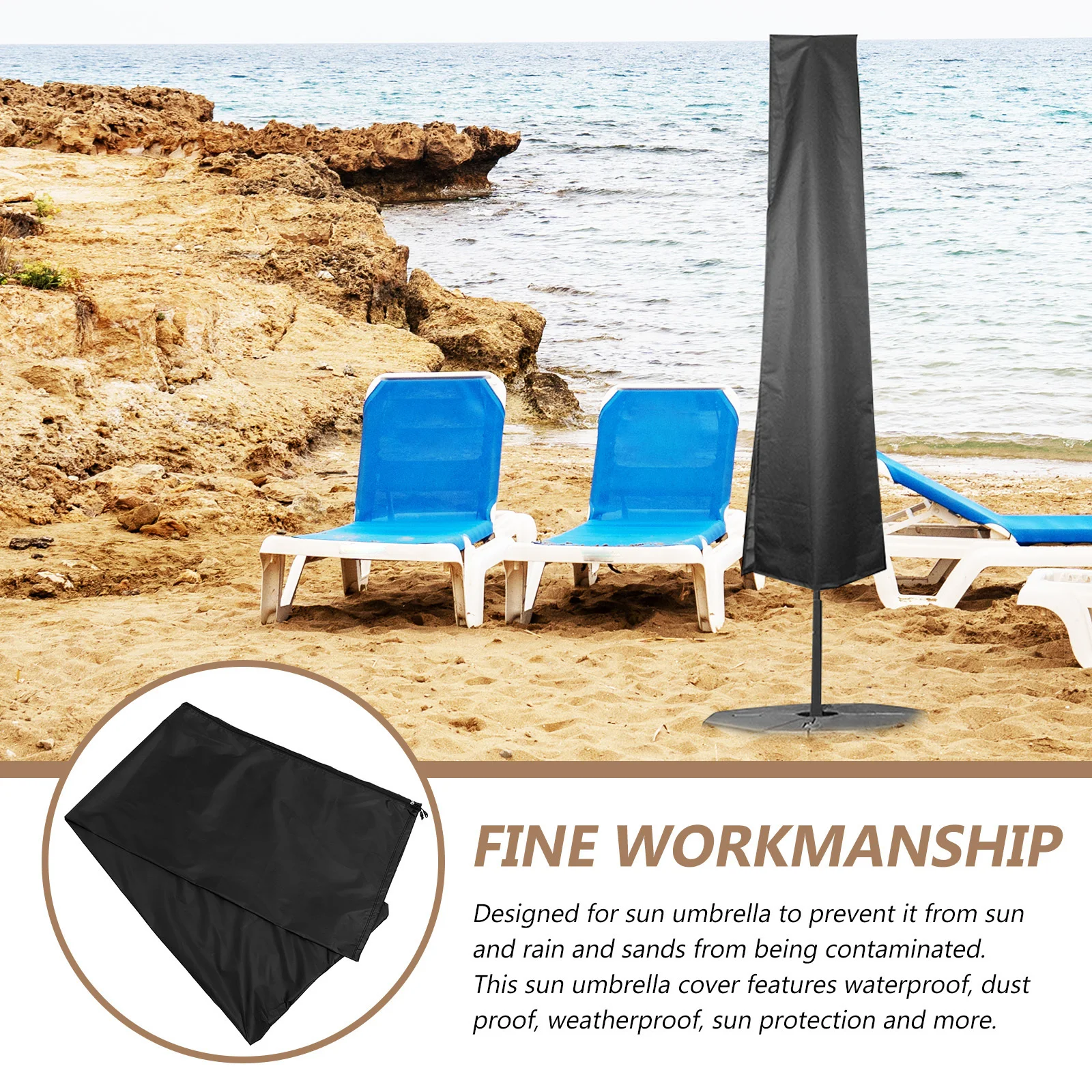 Copertura per ombrellone da patio in tessuto Oxford impermeabile Protezione solare Copertura per ombrellone da giardino da spiaggia resistente alle intemperie e alla polvere