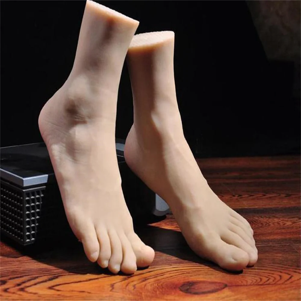 Silicone Mannequin Shoe for Photography, Tpe Male Include Toe Foot, Silk Stockings, Jewelry Model, Soft Silica Gel, F013