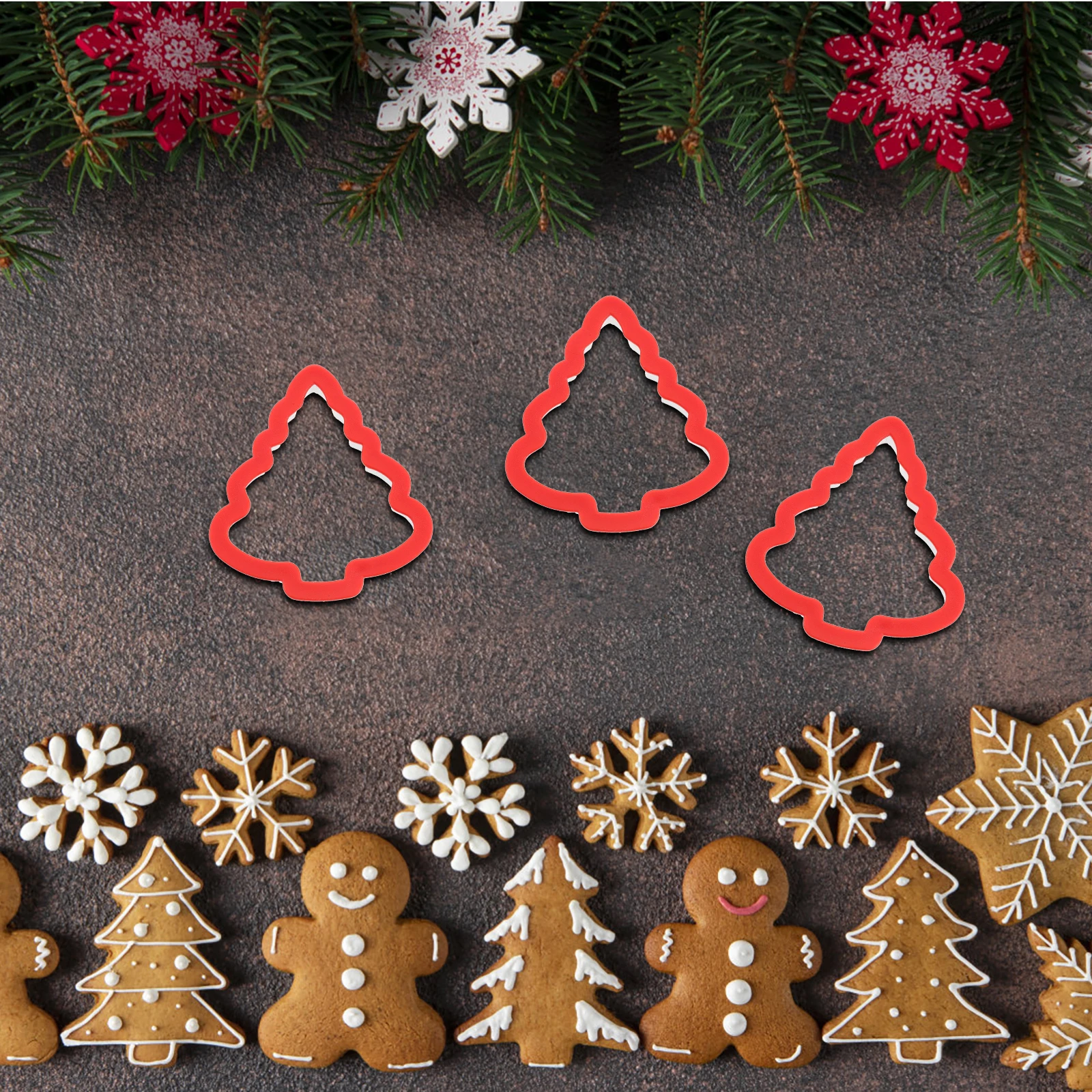 

3 Pcs Cookie Cutter Set Baking Molds Pizza Sandwich Bread Pan for Bakeware Decorating Circle Cutters Knife