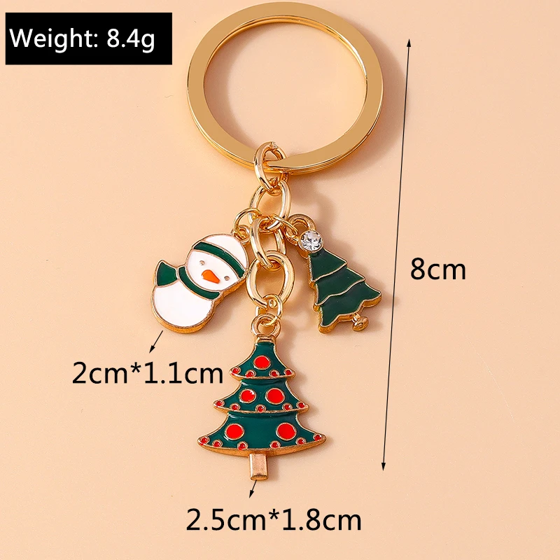 Modischer Weihnachts-Schlüsselanhänger aus Emaille mit Weihnachtsbaum-, Schneemann-, Weihnachtsmann- und Hirsch-Anhängern für Damen, Herren und Autoschlüssel. – Detail 19