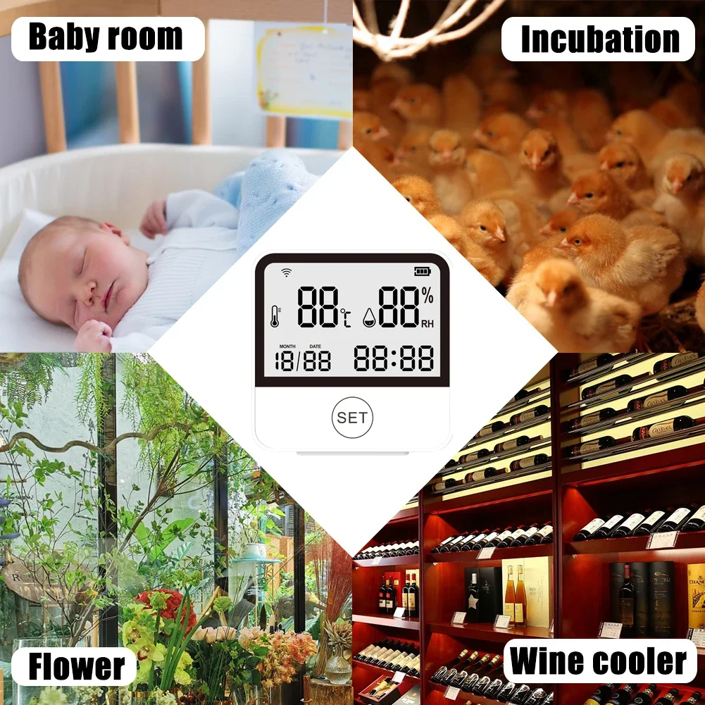 ACJ Smart TUYA High Precison WIFI Digital LCD Indoor Temperature Sensor Humidity Meter Thermometer Hygrometer Gauge Baby Room