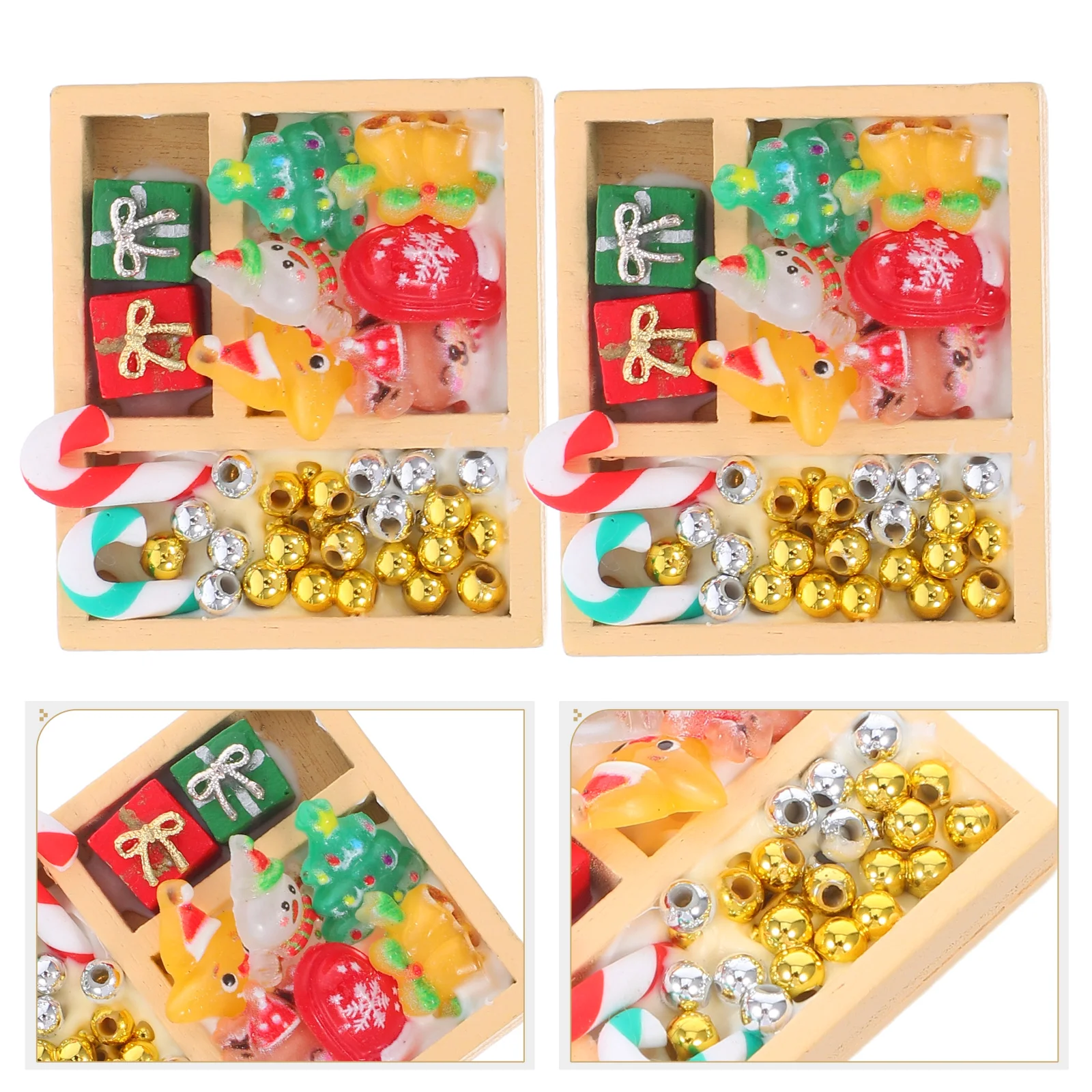 ของตกแต่งเทศกาล 2 ชิ้น ตุ๊กตาเรซิ่นรูปขนมหวานจำลอง สำหรับตกแต่งบ้านจิ๋ว
