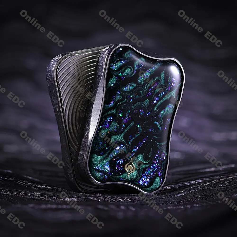 ピーコックオーラサンドスリムプロ無制限プッシュスライダーフィジェットスライダーステンレス鋼チタンジルコニウムストレスリリーフおもちゃ大人のための