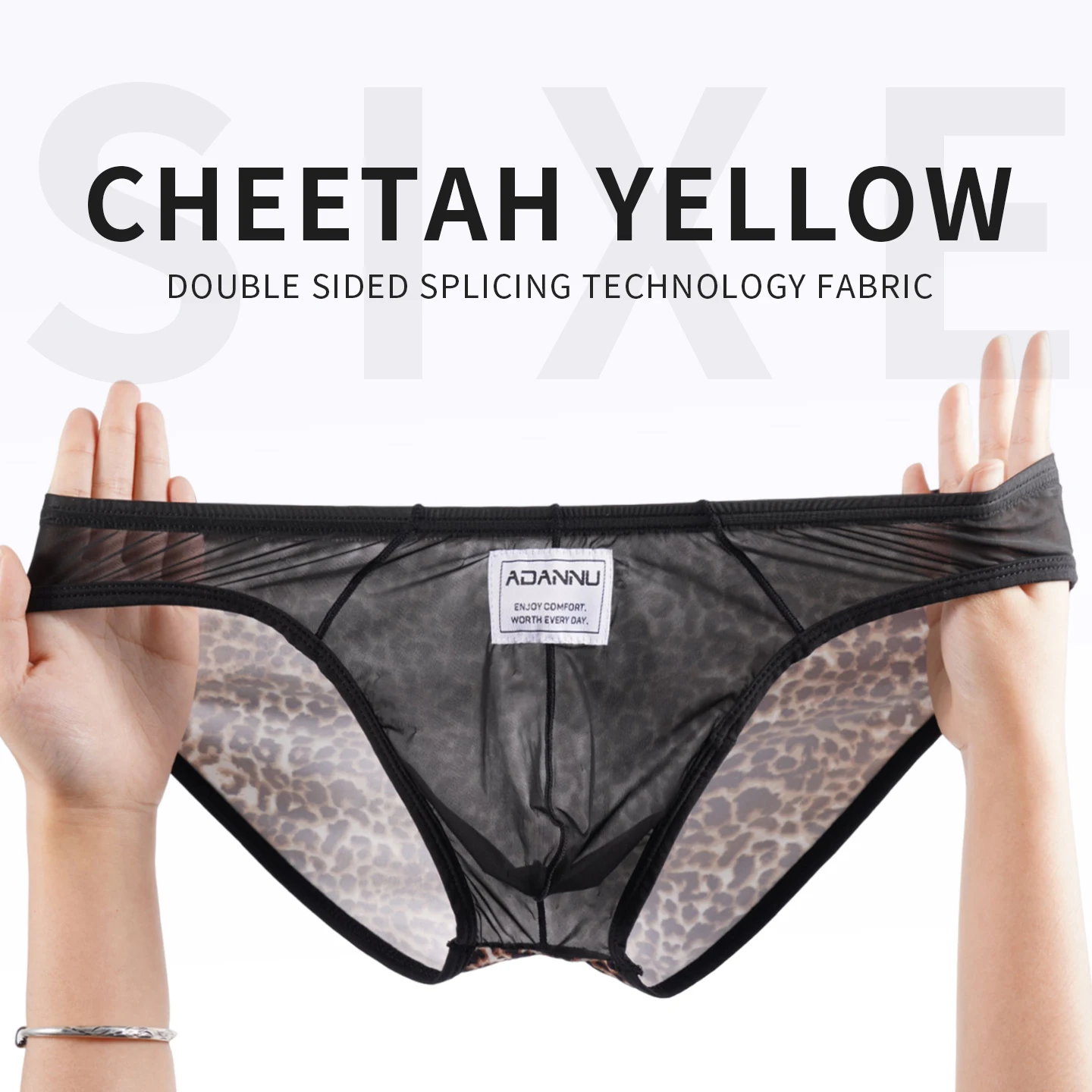 1/3Pcs Leopard Sexy Men Briefs Transparent Mesh Man Underwear Ultra-thin Breathable Large Crotch Pouch Mens Briefs Underpants