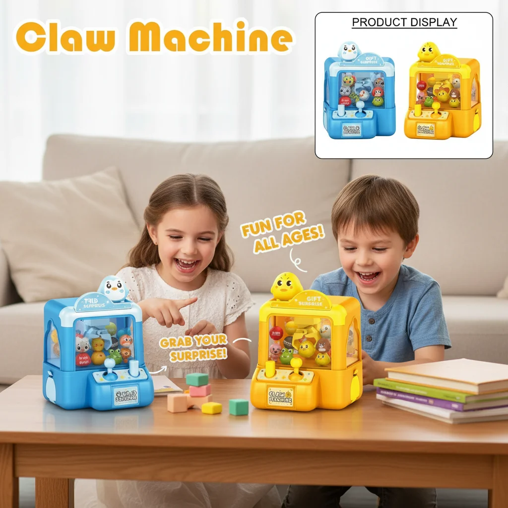 Mini Máquina de Garra de Juguete para Niños, Juego de Arcade de Dibujos Animados, Máquina de Agarrar Dulces y Cápsulas, Juguete Interactivo para Padres e Hijos