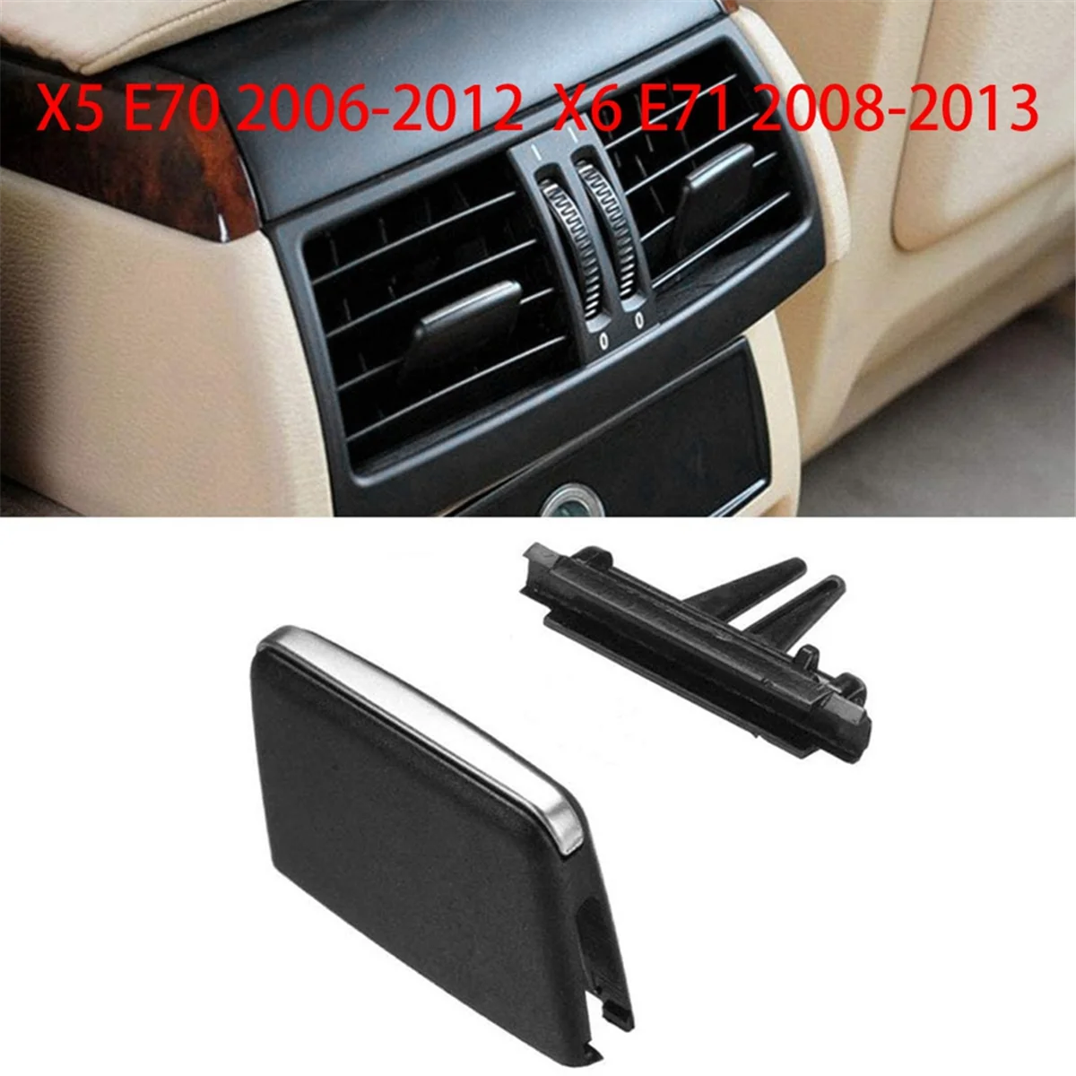 2PCS for X5/X6 Air Vent Outlet Tab Clip, Rear Row Fresh Air Grille Clips for X5 E70 2006-2012, X6 E71 2008-2013