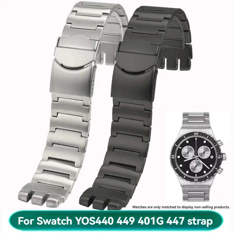 

High quality Stainless Steel Folding Clasp Strap for Swatch YOS440 441 439 Watch strap 23mm mens' Watchband Metal Bracelet