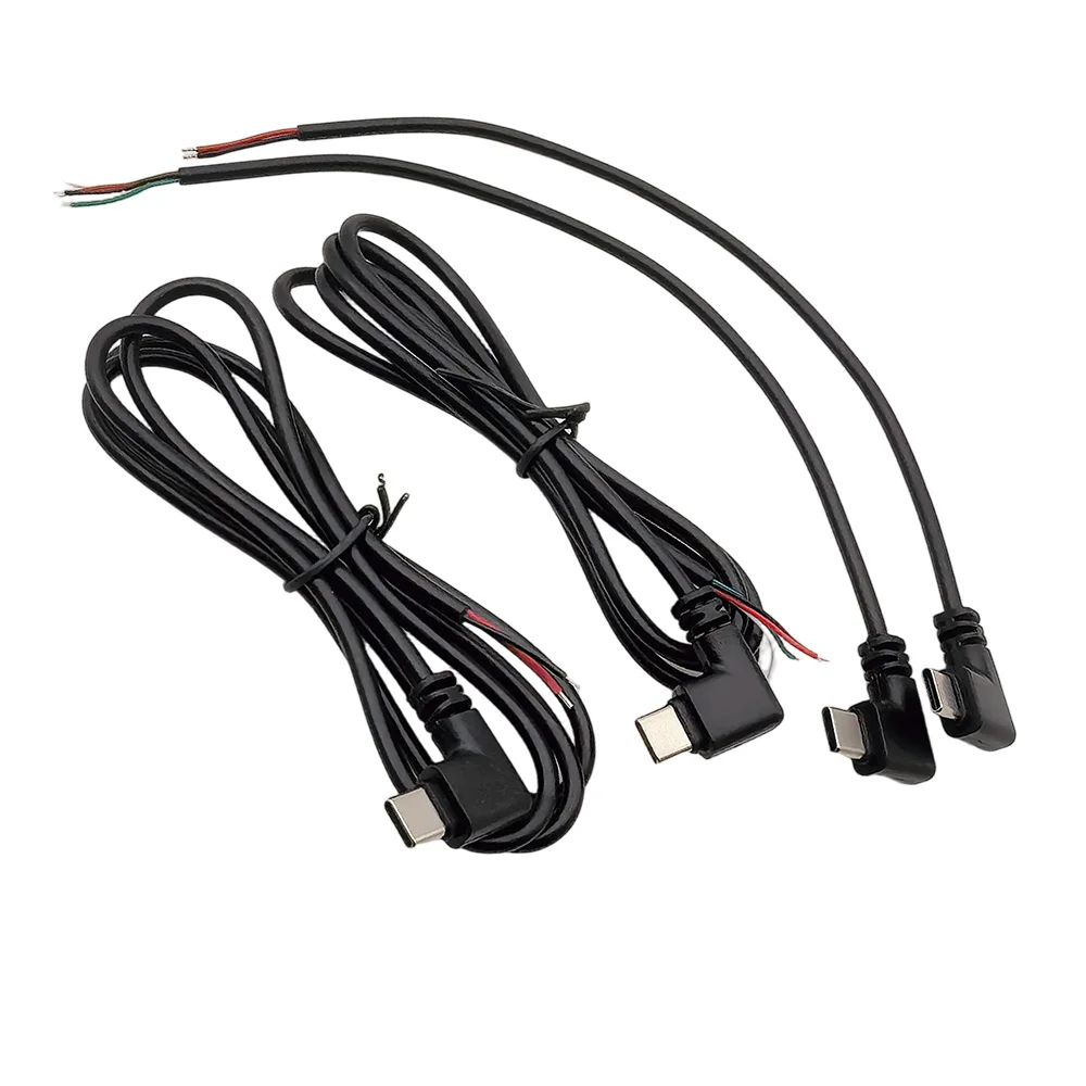 5Pcs Right Angle USB C to 2/4 Pin Bare Wire Open End Power Cord 5V USB Type C Male Plug Pigtail Connector Charging Cable 25CM/1M