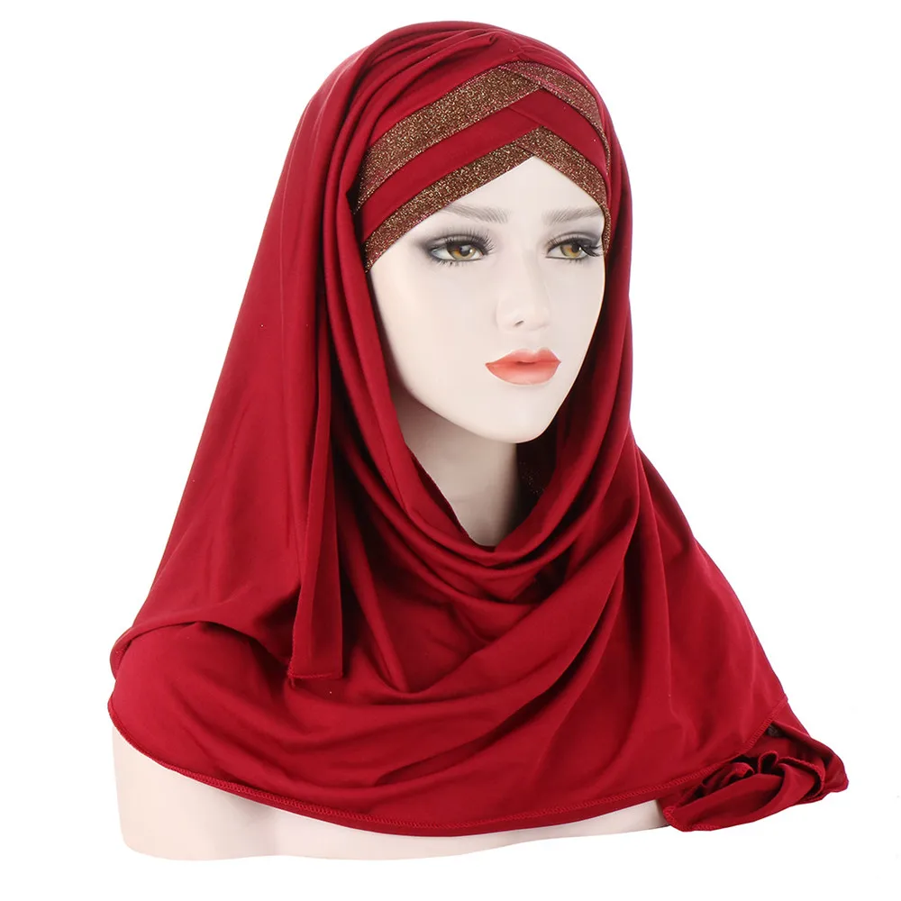 2024 New Women Jersey Scarf Soft Plain Instant Hijab Shawls and Wraps Foulard Femme Muslim Hijabs Ready To Wear Headscarf Turban