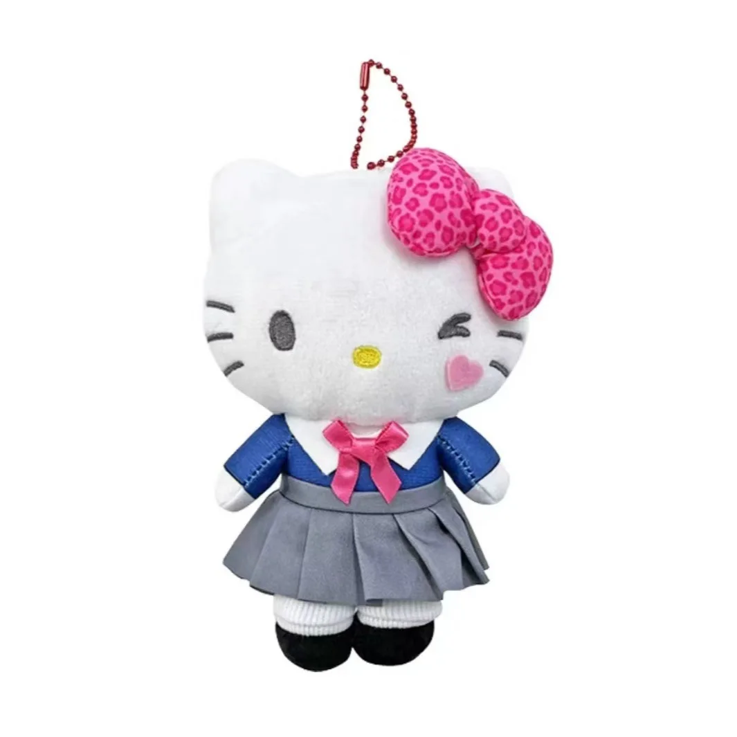 Hello Kitty Cartoon Uniform Hot Girl Kt Plush Doll Pendant Anime Girly Heart Cute Plush Keychain Girls Gift