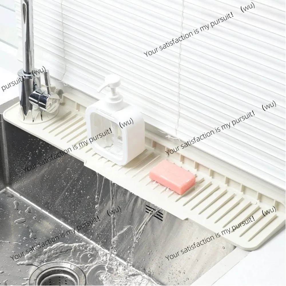 Silicone sink splash-proof, non-slip single-sided faucet drip pad, large-size countertop protective pad
