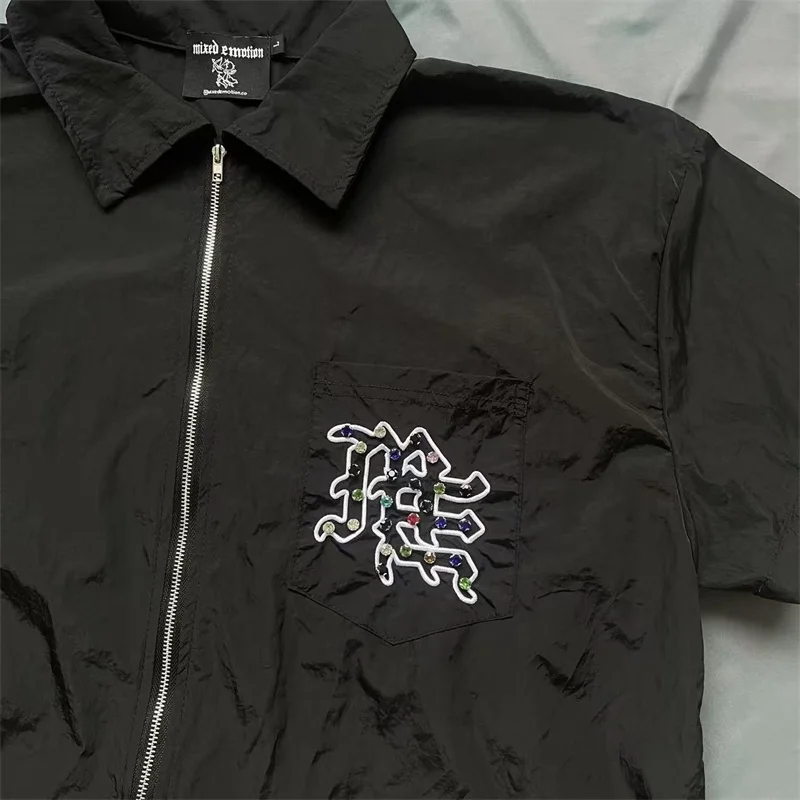 

Черные рубашки большого размера MIXED EMOTION для мужчин и женщин, повседневные футболки высокого качества 1:1 Hot Drill с буквенным принтом