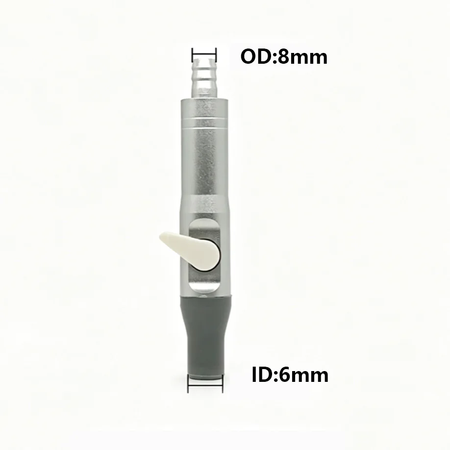 7 mm/8 mm zwak zuigend handstuk met grijze siliconen punt en siliconen hoes, instelbare zuigkracht tandartsstoelaccessoire
