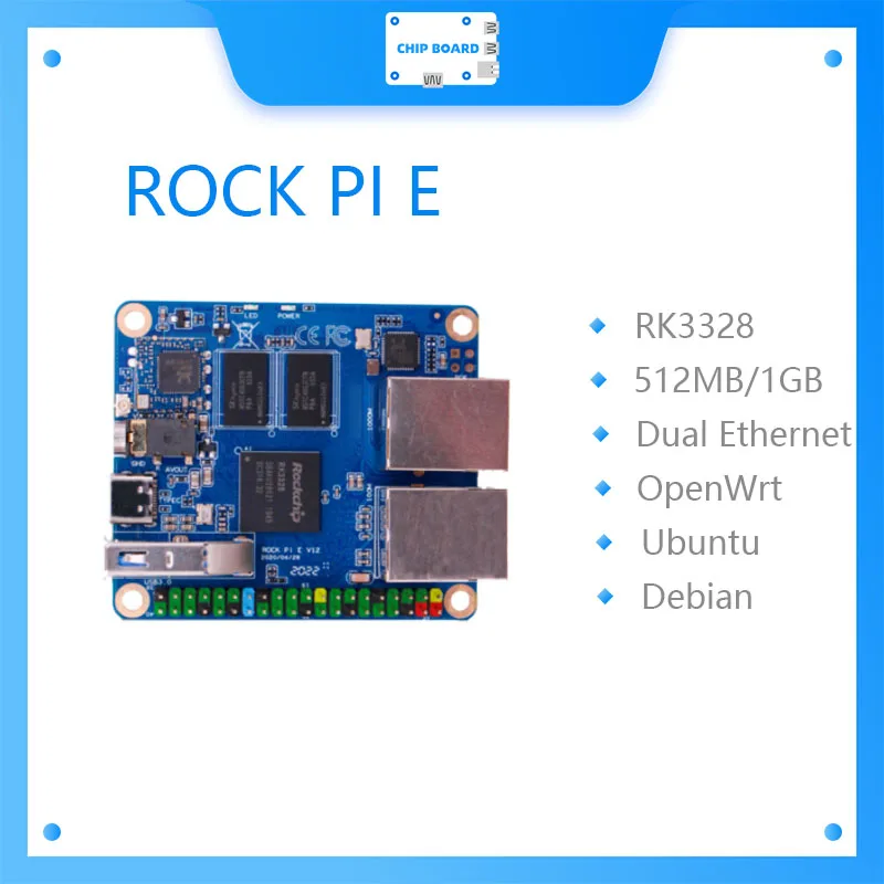 Rock Pi E Rockchip RK3328 1GB/512MB DDR3  SBC/Single Board Computer support Debian/Ubuntu/OpenWRT same as Nanopi R2S use for IOT