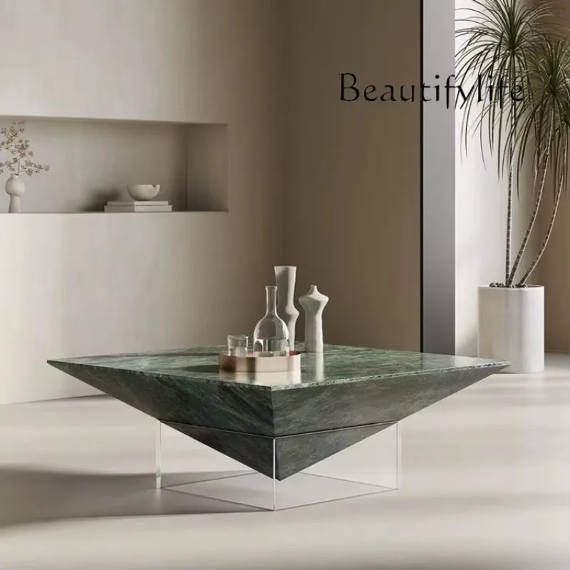 BJ Modern Italian Minimalist Acrylic Marble Coffee Table Light Luxury High-end Square Modern Simple Living Room