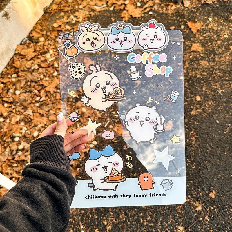Chiikawa A4 Ultra Clear Acrylic Clipboard Cute Cartoon Creative Document File Pad for School Office Meeting Notes Drawing Board