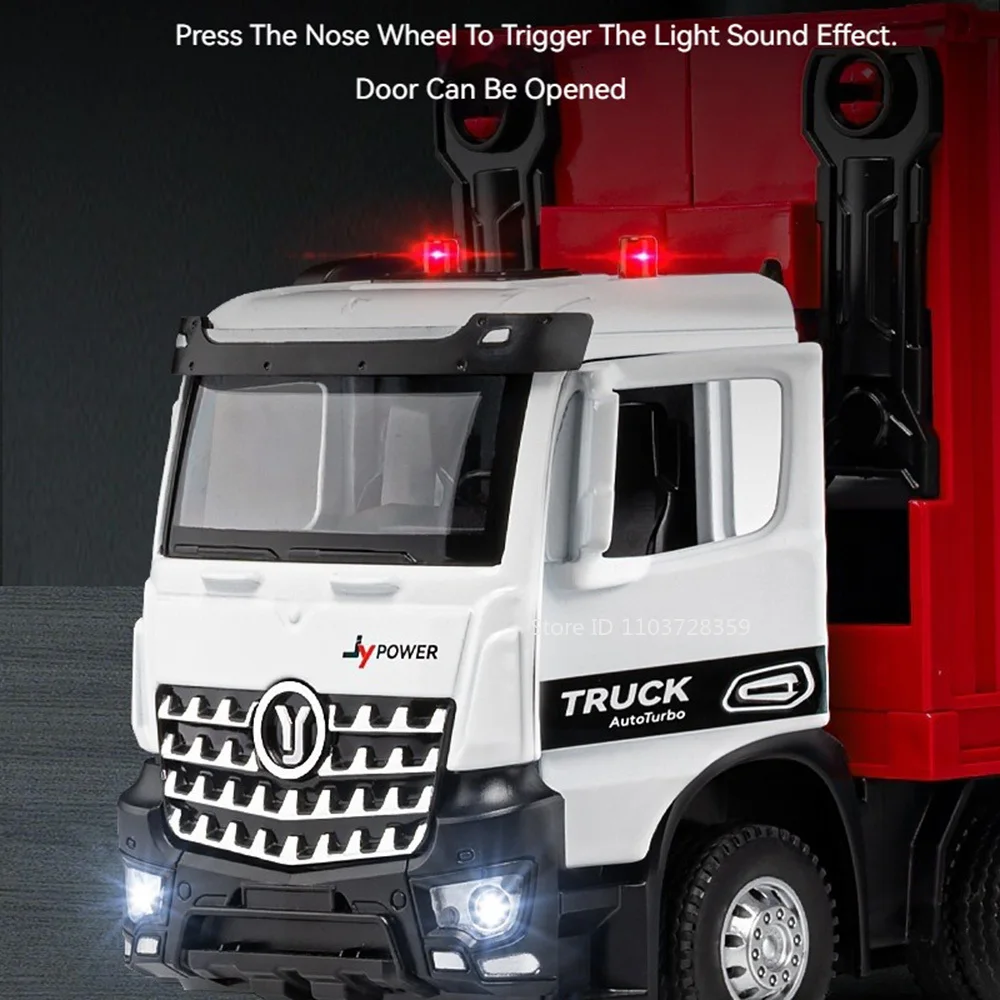 Modello in scala 1:50 camion container giocattoli in metallo pressofuso veicoli militari suono luce tirare indietro porte aperte auto giocattolo regali per i bambini