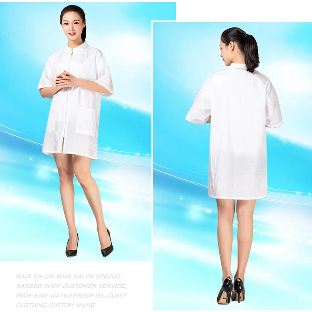 

Waterproof Hairdresser Uniform White Xl Durable Comfortable Salon Wear Hair Dyeing Clothes Beauty Technician Overalls Large