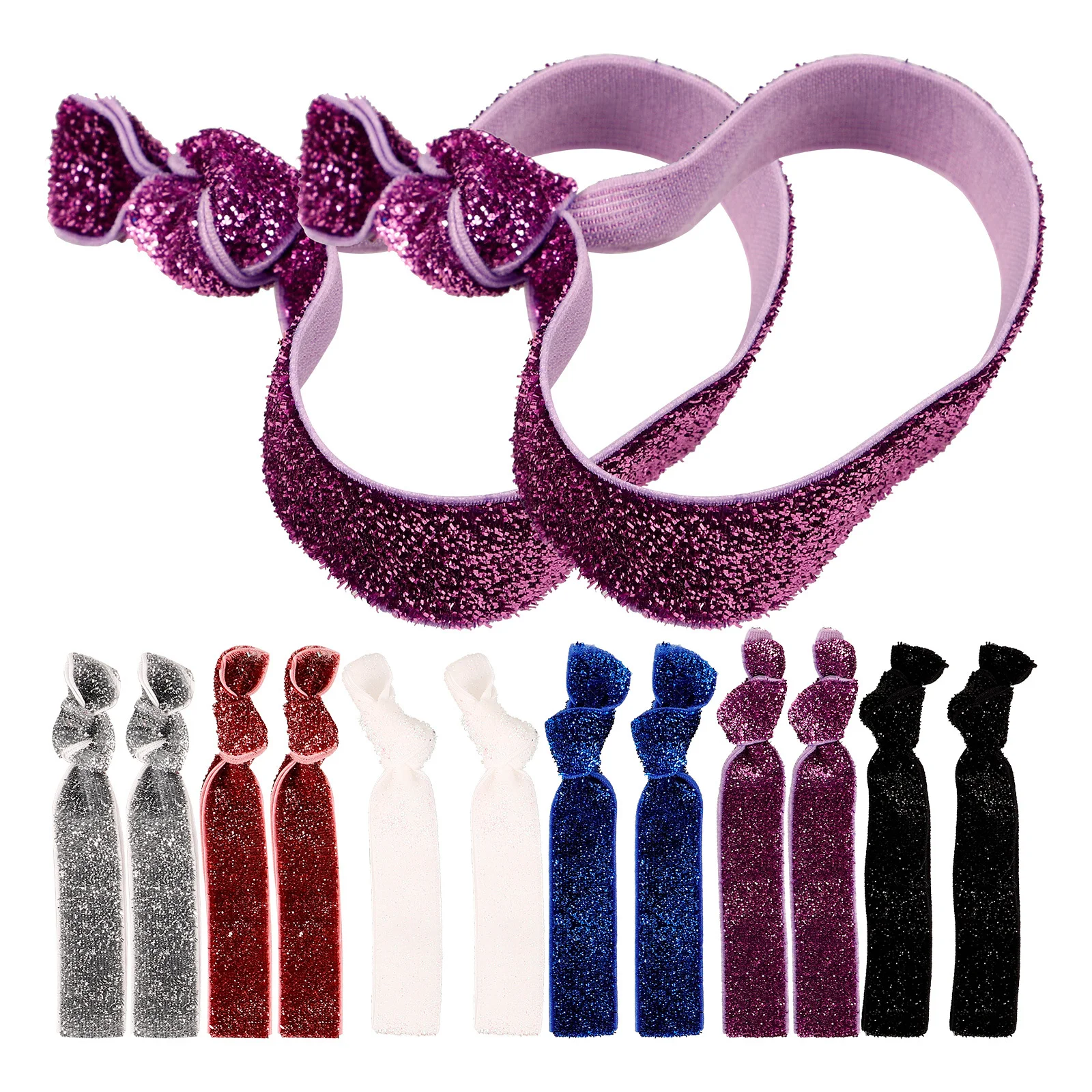 

18Pcs Women Hair Ties Creaseless Stretchy Elastic Ribbon for Girls Kids Sparkly Glitter Hair Accessories Party Favors Gift Set