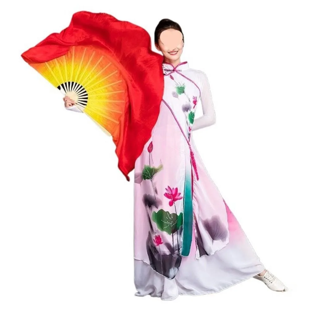 31/36cm Bamboo Chinese Short Bellydance Fan Long Imitation 10/20/30/40cm Half Circle Silk Veil Pairs Yangko Dance Bamboo Fans