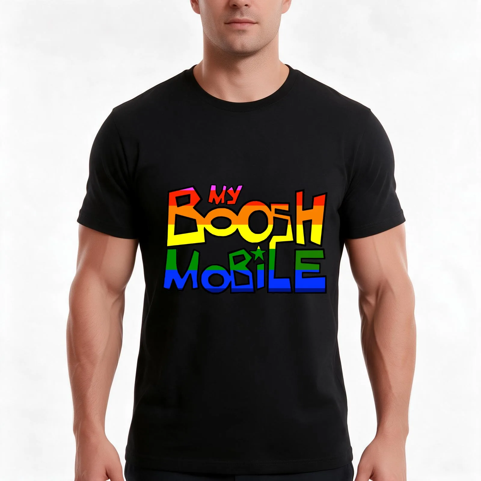My Boosh Mobile T-Shirt, Summer Casual Cotton Tee, Oversized Streetwear Tops, Vintage Graphic Print, Loose Fit Short Sleeve
