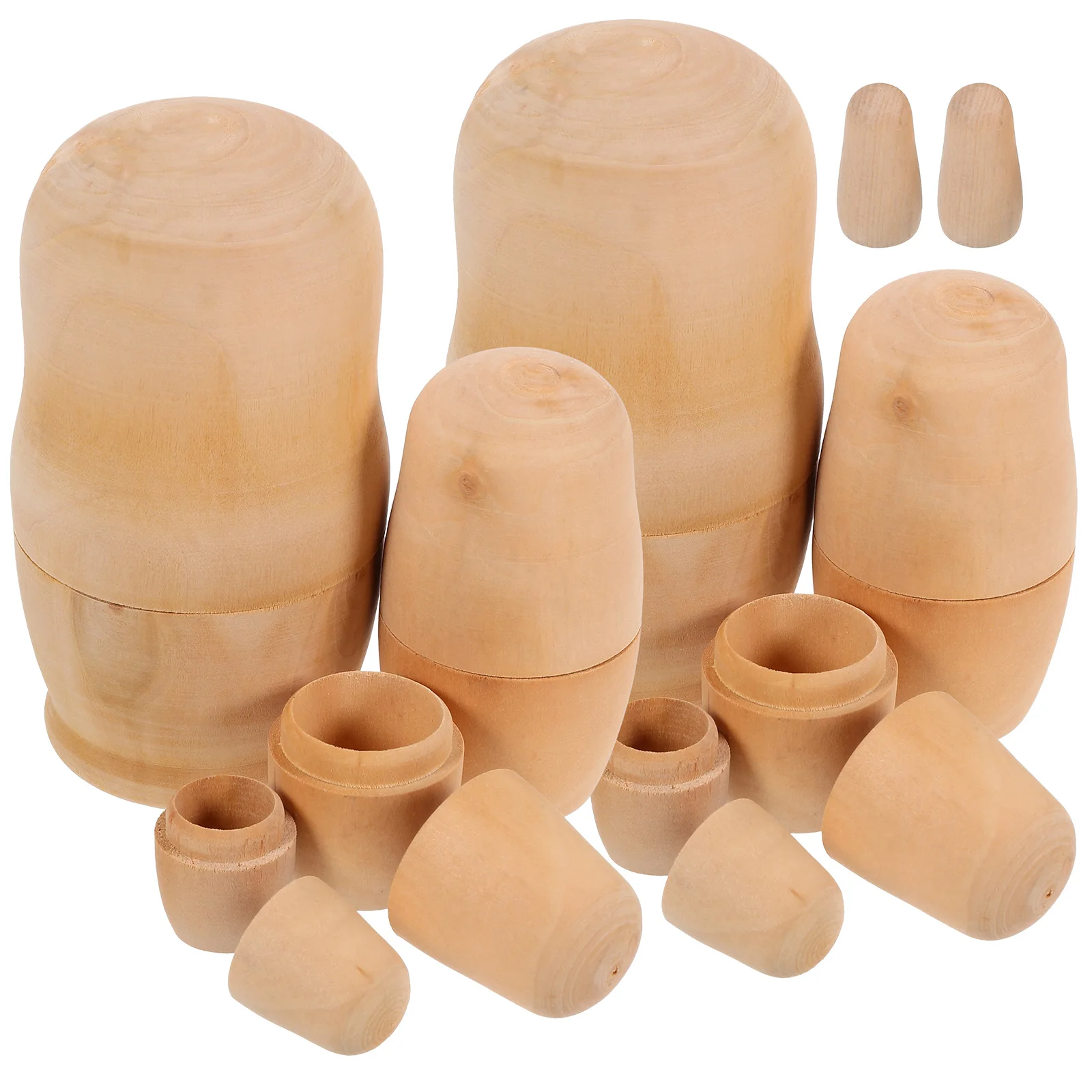 2 Zestawy Drewnianych Rosyjskich Matrioszek DIY Niepomalowane Rękodzieło na Personalizowane Prezenty, Zabawki Artystyczne dla Dzieci, Dekoracje Biurowe